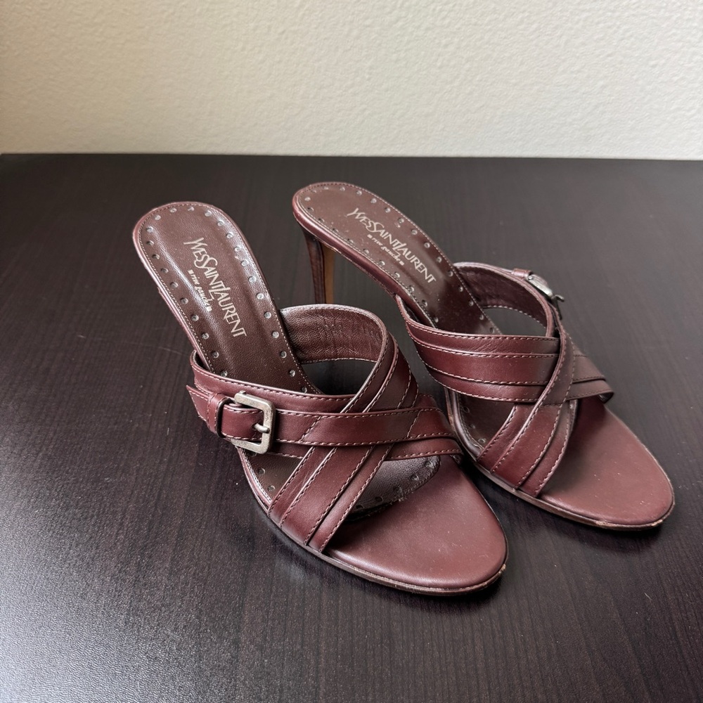 Yves Saint Laurent Dark Brown Strappy Heels